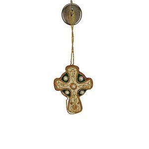 Irish Christmas Ornament Celtic‎ Cross Velvet 4 Inches